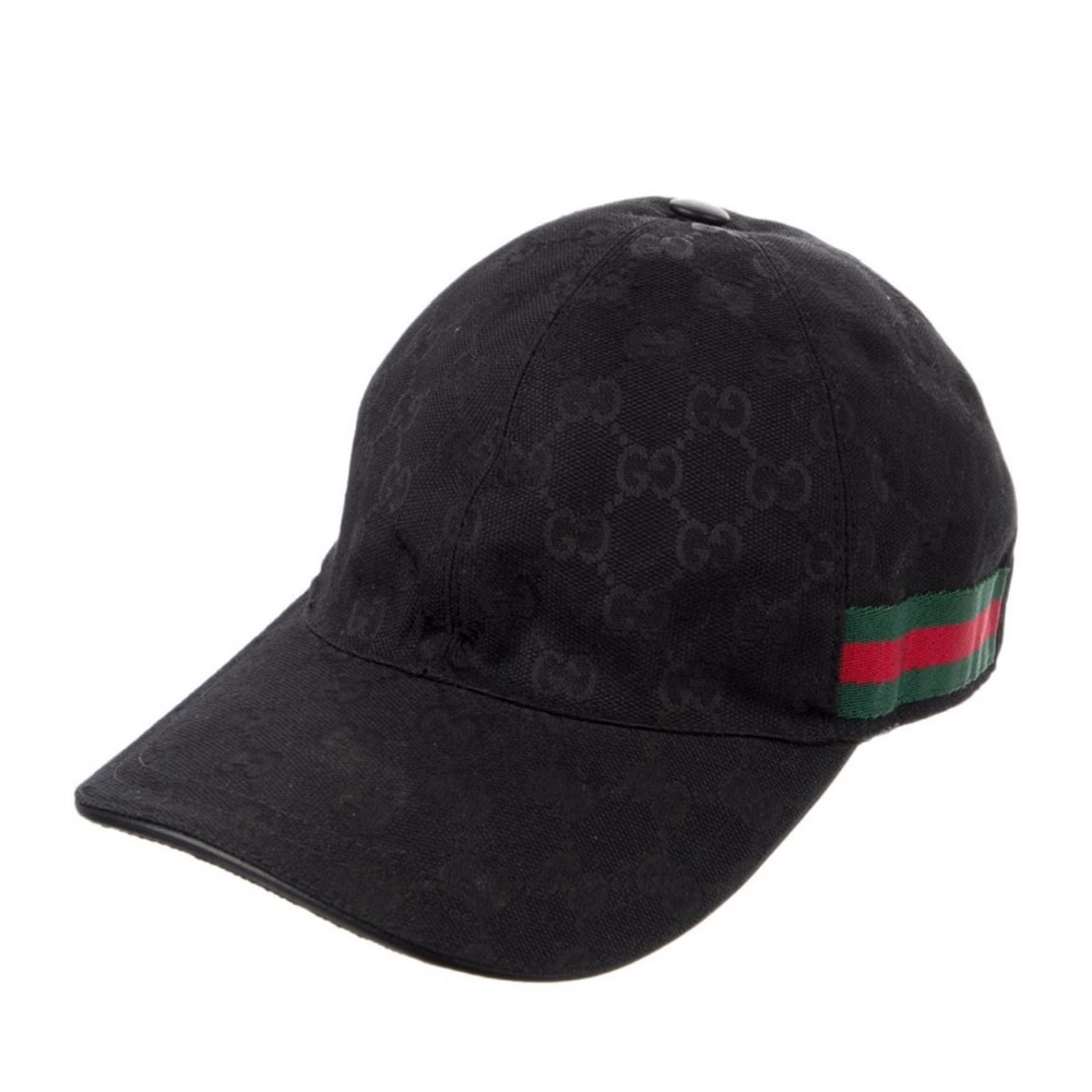 Gucci Black Cap with Signature Green and Red Stripe